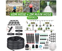 king do way 42M Garten Bewässerungssystem, Micro Drip Gartenbewässerung Pflanzen Automatik Tröpfchenbewässerung, DIY Misting Kühlsystem Sprinkler für Garten Blumenbeete Zimmerpflanzen