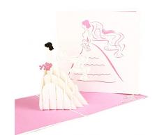 Pop Up KarteBraut & Brautstrauß – 3D Hochzeitskarte als edle Karten zur Verlobung und Hochzeit - Einladungskarten, 3D Hochzeitseinladungen, Verlobungskarte & Safe the date Geschenkidee