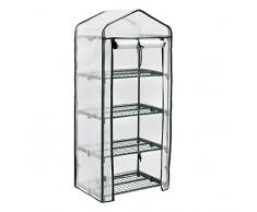 Sekey 4 Etagen Foliengewächshäuser Gewächshaus kleines Gartenhäuschen Folien Treibhaus Tomatenhaus Pflanzenhaus Frühbeet 69 x 49 x 158 cm, weiß&Grün