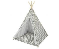 SoBuy OSS03 Tipizelt Spielzelt Zelt für Kinder mit 1 Tür und 1 Fenster Spielhaus Kinderzelt Indianer (Weiß/Grau-OSS03)