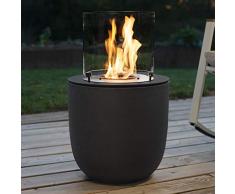 muenkel design Vagos – Bio-Ethanol Feuerstelle Gartenfackel Terrassenfeuer mit Round Burner 300 Brennkammer – Korpus Asphalt-schwarz