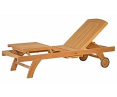 Kai Wiechmann Premium Gartenliege Brighton Teak-Holz Garten mit Fuß-Plateau & Rad wetterfest ✓