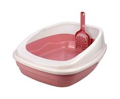 Großer Katzentoilettenkasten - Kätzchen Toilette Toilette + Rand - Innen & Außen - Tief geöffneter hoher Kasten mit Randschaufel gegen Spritzwasser