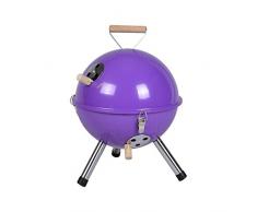 Mini Grill Kugelgrill Holzkohlegrill für Garten Terrasse Camping Festival Picknick BBQ Barbecue Ø 30 cm lila