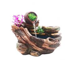 LFLYBCX Zimmerbrunnen Springbrunnen Steingarten, Polyresin Gartenbrunnen Dekoration Feng Shui Ornamente Mit LED Beleuchtung Und Pumpe (21 * 14 * 18cm)