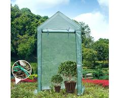 Yorbay Foliengewächshaus Gewächshaus für Tomaten, mit Gitternetzfolie für Garten zur Aufzucht, spitzdach, Grün, 100×50×190cm (LxBxH) Mehrweg