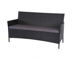 Mendler 3-Sitzer Poly-Rattan Gartenbank Halden, Sitzbank ~ anthrazit, Kissen anthrazit