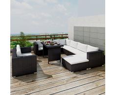 vidaXL Essgruppe 28-TLG.Poly Rattan Gartengarnitur Gartenmöbel Lounge Sitzgruppe