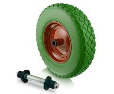 BITUXX® Ersatzrad Schubkarre 400x90 Schubkarrenrad 40cm PU Schubkarrenreifen 4.80/4.00-8 mit nadelgelagerter Achse (Grün)