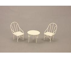 Unbekannt Miniatur Garten, Sitzgruppe Gartentisch mit Stühle weiß Höhe ca. 8,5cm