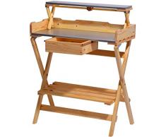 dobar 57015e Großer Pflanztisch mit 2 verzinkten Metall-Arbeitsflächen und praktischer Schublade, zusammenklappbar, 80 x 40 x 100 cm