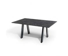 Studio 20 Kassel Gartentisch 220x100x75 cm Granitplatte 3 cm Granittisch Stahl Tischplatte Black Diamond satiniert