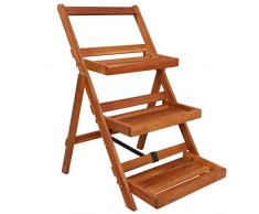 vidaXL Akazienholz Massiv Blumenständer Pflanzenständer Blumentreppe Pflanzentreppe Blumenregal Blumenbank Garten Regal 3 Stufen 50x63x80 cm Klappbar