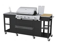 vidaXL 40426 Barbecue Gas-Grill 2900W Schwarz, Edelstahl, Barbecue & Grill