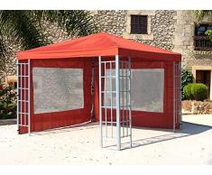 QUICK STAR Rank Pavillon Set 3x3m Metall Garten Partyzelt Terra mit 2 Seitenteilen mit Fenster
