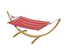 ASS 350cm Hängemattengestell Natur - Alicia Hängematte mit Gestell aus Holz Lärche Natur mit bunter Stabhängematte