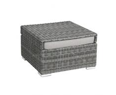 greemotion Hocker Bari mit Tablettfunktion anthrazit, inlusive Auflage in Grau, Halbrundgeflecht aus Polyethylen, Gartenhocker als Tisch umfunktionierbar, Rattanhocker passend zur Serie Bari