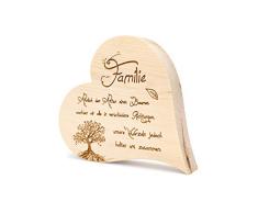sagl.tirol holzmanufaktur Zirbenherz mit Lebensbaum und Spruch Familie. (20 cm)