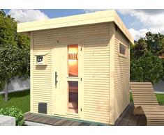 Weka Premium Kuopio, mit Flachdach, wekaLine-Designprofil, naturbelassen, 533.2525.60000 Saunahaus, Natur Unbehandelt, 298x262x253 cm