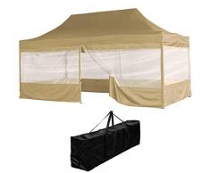 INSTENT® Pro 3x6m Faltpavillon Partyzelt + Seitenteile, Alu Pavillon, WASSERDICHT (SGS geprüft) + UV-Schutz 50+ (TÜV Rheinland geprüft), inkl. Zubehör, Farbwahl: Weiß Champagner Blau Grün Rot Schwarz