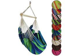 BB Sport Hängestuhl Hängesessel Textil Hängeschaukel Hängesitz Drehwirbel Holz Querstrebe Indoor Outdoor bis 150 kg Wetterfest UV Beständig, Farbe:Mauritius