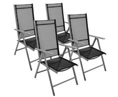 Nexos Klappstühle 4-er Set Aluminium Gartenstuhl Campingstuhl Hochlehner Stuhl, schwarz