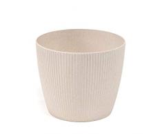 Lamela Übertöpf Magnolia Jumper ECO (+30% Holz) - Durchmesser 16cm, Farbe: ECO Weiß (Beige) | Blumentopf für Blumen und Pflanzen | Vanage Kunststoff Pflanzkübel + 30% Holz