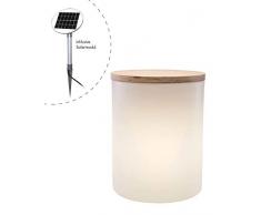 8 seasons design | Solar LED Zylinder Ablagetisch Gartenhocker Blumentopf Shining Drum (45cm, Ø 37 cm, Solarpanel, warmweiss, Lichtsensor, 10l, bepflanzbare Gartendeko) weiß