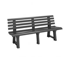 Casaria Gartenbank Orchidea 145 cm Kunststoff 3 Sitzer Gartenbank Parkbank Sitzbank Garten Balkon Balkonbank Bank anthrazit
