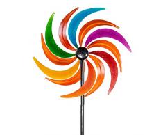 CIM Metall Windrad – Kinetic Spinner - Sichelrad – Abmessung: Ø34cm, Gesamthöhe: 120cm – außergewöhnliche Gartendeko
