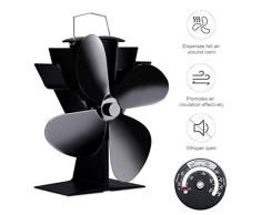 Heylas Stromloser Ventilator Kaminventilator Ofenventilator für Kamin Feuerstelle Holzöfen Öfen Hitzebetrieben (Lüfter + Thermometer)