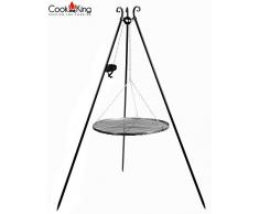 CookKing Stand-Grill Dreibein Grill massiv Schwarzstahlgitter 180cm und Kurbel 60cm