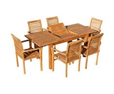 Teak Set Gartengarnitur Bigfuss Ausziehtisch 130-180x80 mit 6 Alpen Sessel Serie JAV von AS-S