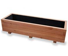 Alfalux Pflanzkasten Pflanzkübel NUSS-BRAUN AB120KAN4030NU aus Holz Blumenkasten Blumentopf Balkonkasten Garten Terrasse (120 x 40 x 30H cm - mit 2 x Wasserablauf)