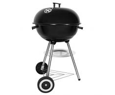 SunJas Holzkohlegrill Kugelgrill Rundgrill mit Deckel Grill mit Rädern und Griff Schwarzer emaillierter Standgrill für BBQ Camping Garten Balkon usw.