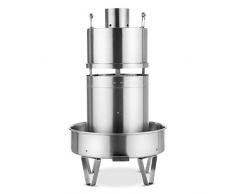 Klarstein Feuertaufe - Grill, Smoker, Konvektionsgrill, Grillfass, Grillen, BBQ, Rösten, indirekte Hitze, 3 Grillroste, Geflügelhalterung, Fettauffangschale, Cool-Touch, Edelstahl, silber