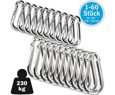 C.P. Sports Karabinerhaken 80mm x 8 mm & 60mm x 6mm 1-60 Stück Karabiner Haken Schnapphaken (8 x 80 mm, 10 Stück)