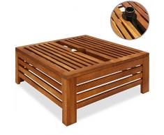 Deuba Sonnenschirmständer Akazienholz Schirmständer Abdeckung Standfuß Sonnenschirm • wetterfest • bis 9 cm Rohrdurchmesser • 62x62x25cm