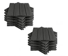 Terrassen-Fliese WPC Kunststoff, 2m² Garten klick-Fliese, Bodenbelag für Terrasse Balkon, 30x30cm mit Stecksystem Anthrazit