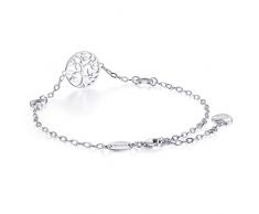 BlingGem Baum des Lebens Armband Damen Lebensbaum Herz Armband aus Weißgold vergoldet 925 Sterling Silver Silber Religiös Symbol Charme Armkette Einstellbar Schmuck zum Valentinstag