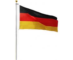 Aluminium Fahnenmast inkl. Deutschland Fahne + Bodenhülse + Zugseil - in verschiedenen Höhen wählbar Farbe Germany Größe 7.50 Meter