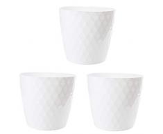 2friends Blumentopf weiß 3er Set, Durchmesser 14 cm (Oben), weiß glänzend, aus stabilem Kunststoff, ideale Fensterbank-Größe, Made in EU
