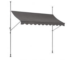 Oskar-Store Klemmmarkise 300x120cm einrollbare Balkonmarkise Terrasse Handkurbel Markise mit Gestell
