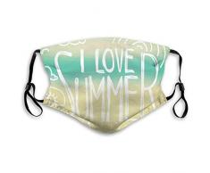 Gesichtsbedeckung Ich Liebe Sommerphrase Mit Sonnenmuschel Und Seestern Kritzeln Auf Unscharfem Hintergrund Weicher Druck Mit Filter Bunte Unisex Verstellbare Schule Wiederverwend