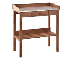 Outsunny Pflanztisch mit Schublade, Gärtnertisch mit Ablage, Blumentisch, Tischplatte aus Metall, Garten, Massivholz, Orange