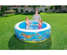 Bavaria Home Style Collection Aufblasbar Planschbecken Schwimmbecken Kinderpool Aufstellpool Gartenpool Pool Schwimmbad Babypool rund für Kinder 196 cm groß Garten Terrasse Balkon mit Wasserspielzeug
