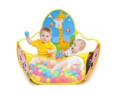  Cokeymove Kinderballzelt, Baby Paly Spielzelt für Jungen Mädchen drinnen, zusammenklappbarer Spielpool mit Mini-Basketballkorb und Aufbewahrungstasche, viel Spaß