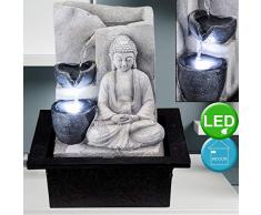 LED Tisch-Brunnen Deko-Licht Grau Buddha-Design Beleuchtung inkl. Pumpe