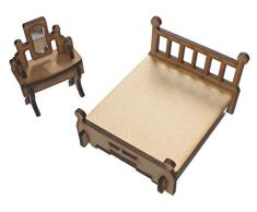 FSSS Ltd Puppenhaus-Möbel, MDF, Schlafzimmer, Badezimmer, Wohnzimmer, Esszimmer, Lounge-Set 1/24 Set 1