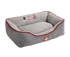 HUNTER Universtity Hundesofa, College-Style, Wendekissen, Plüschbesatz, 80 x 60 cm, grau